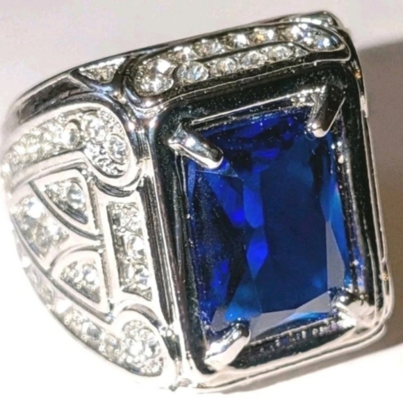Silver and Blue Men's Ring